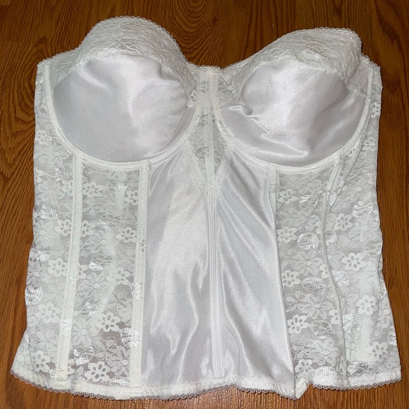 Dominique 42DD strapless White Satin lace Torsolette 8949 Corset longline bra - Picture 5 of 10